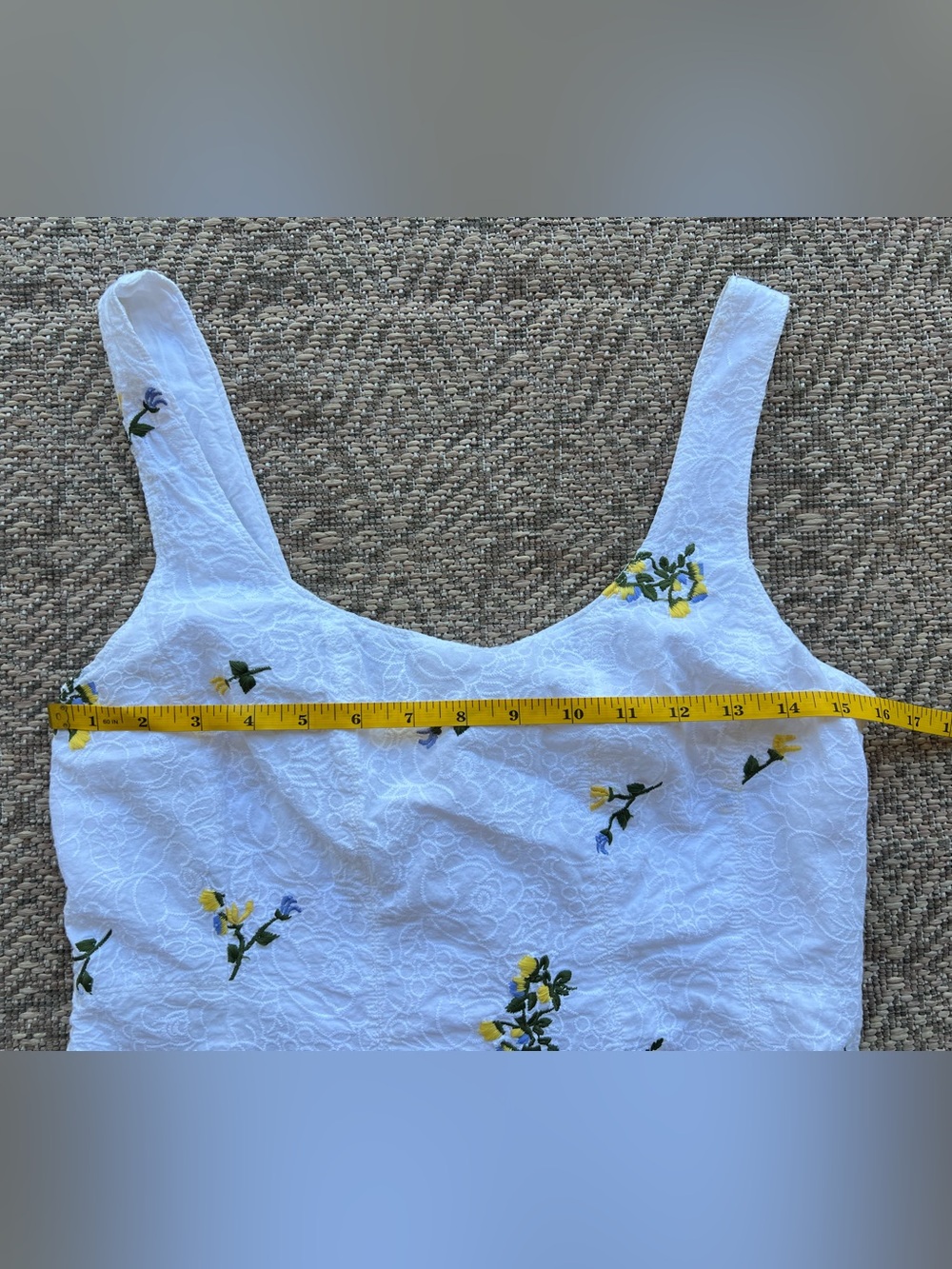 Anthropologie Vanessa Virginia Embroidered Floral Tank Top Size 10 White - Picture 5 of 10